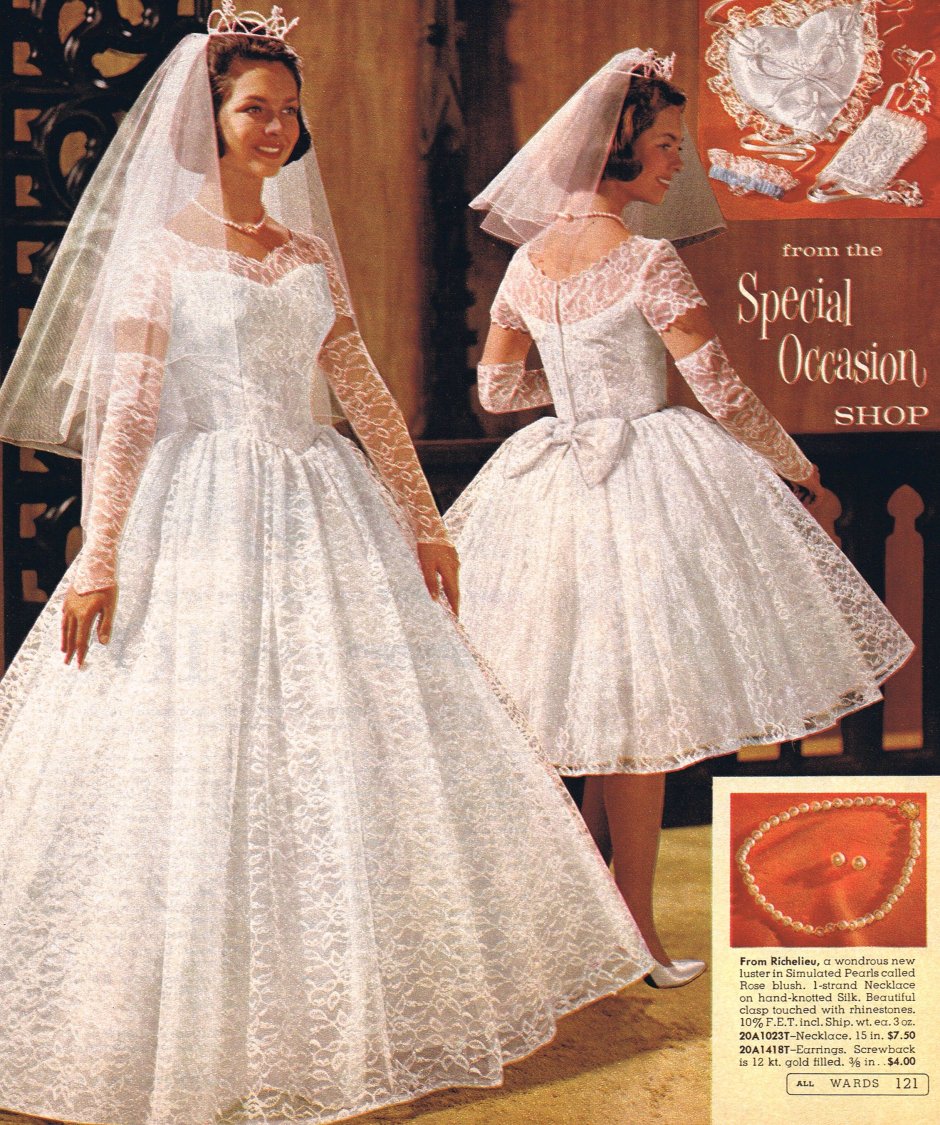 Мода платья 1960 Свадебные
