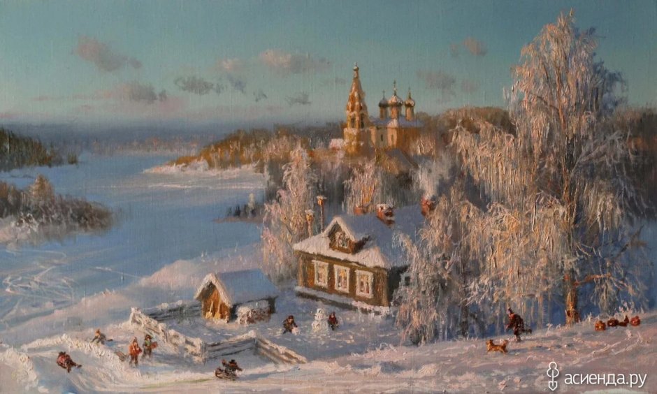 Храм на фоне зимнего пейзажа