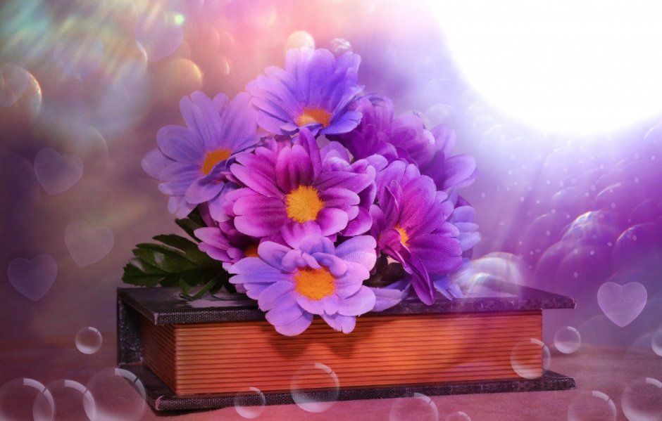 Открытки с книгой и цветами