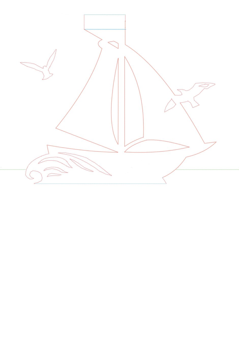 Киригами открытка кораблик