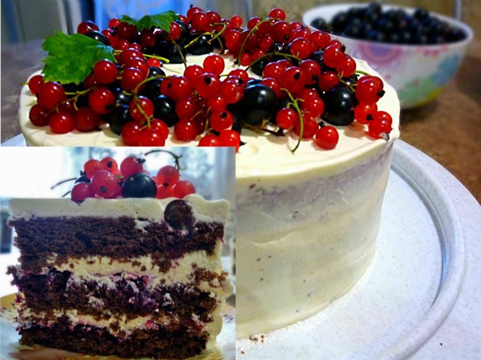 Стильный шоколадный торт с ягодами