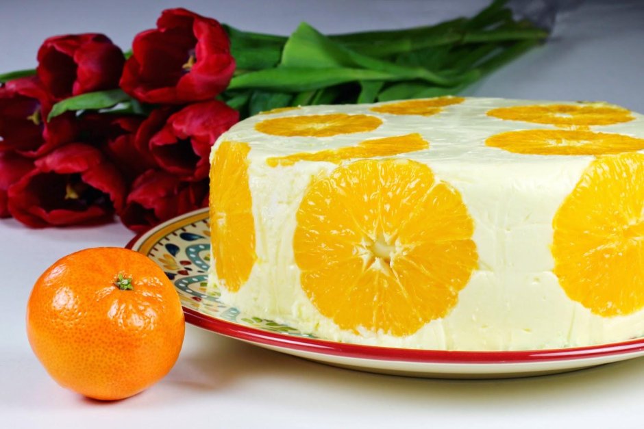 Апельсиновый торт без выпечки