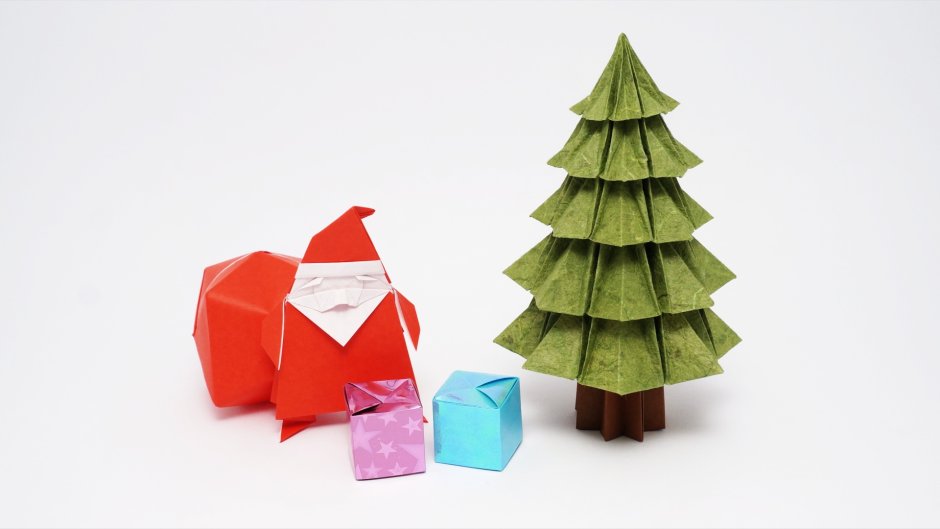 Санта из 3d оригами