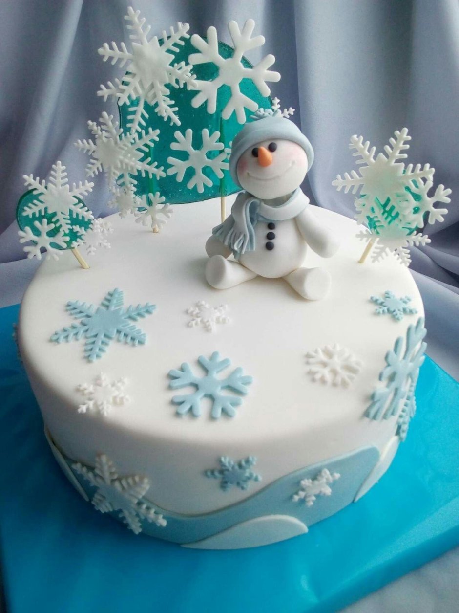 Декор торта снежинки