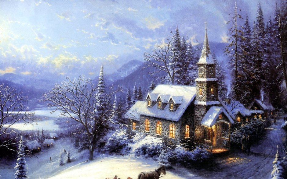Томас Кинкейд картины зима 1920*1080