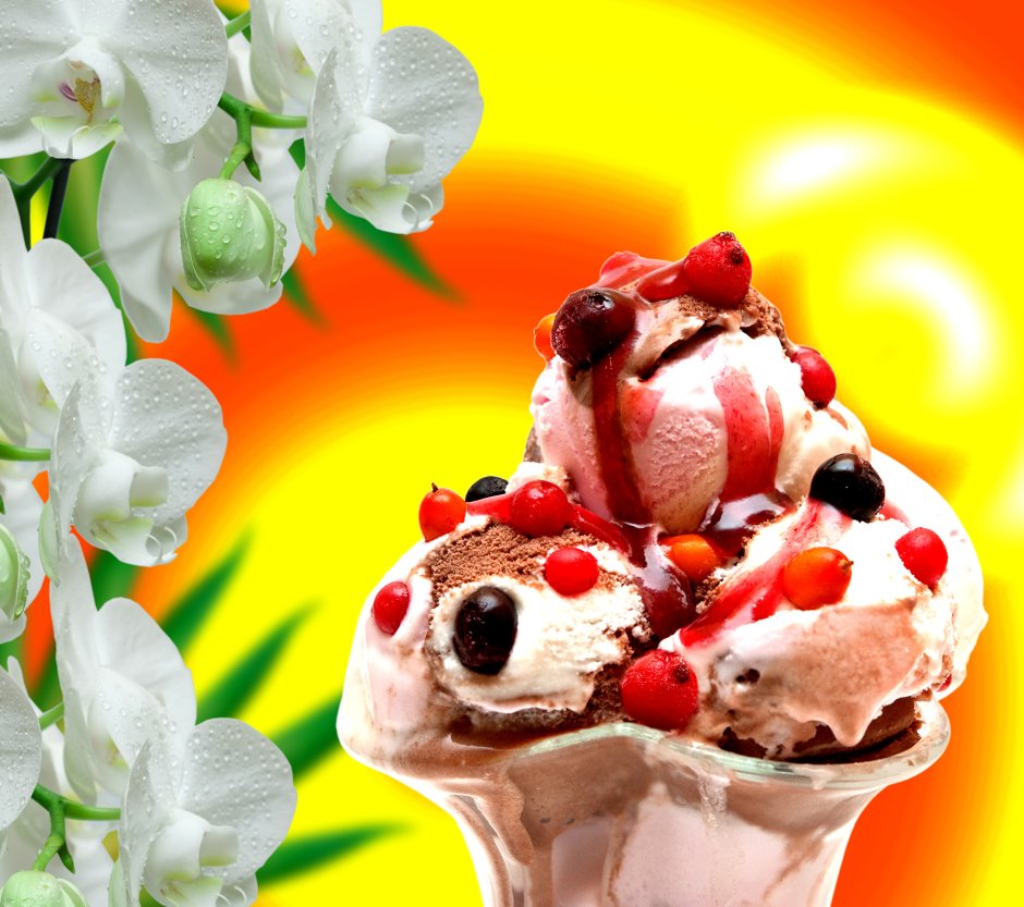 Мороженое с цветами