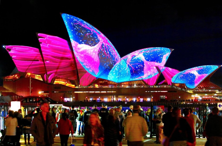 Фестиваль света vivid Sydney в городе Сидней