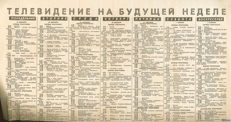 Программы советского телевидения