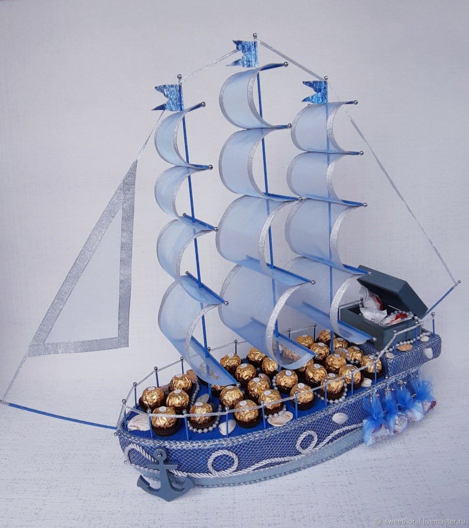 Кораблик из конфет