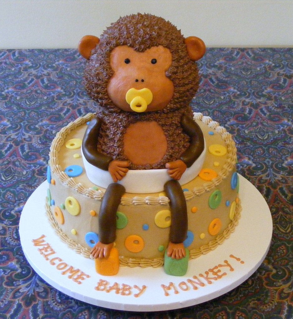 Современный торт с обезьянкой
