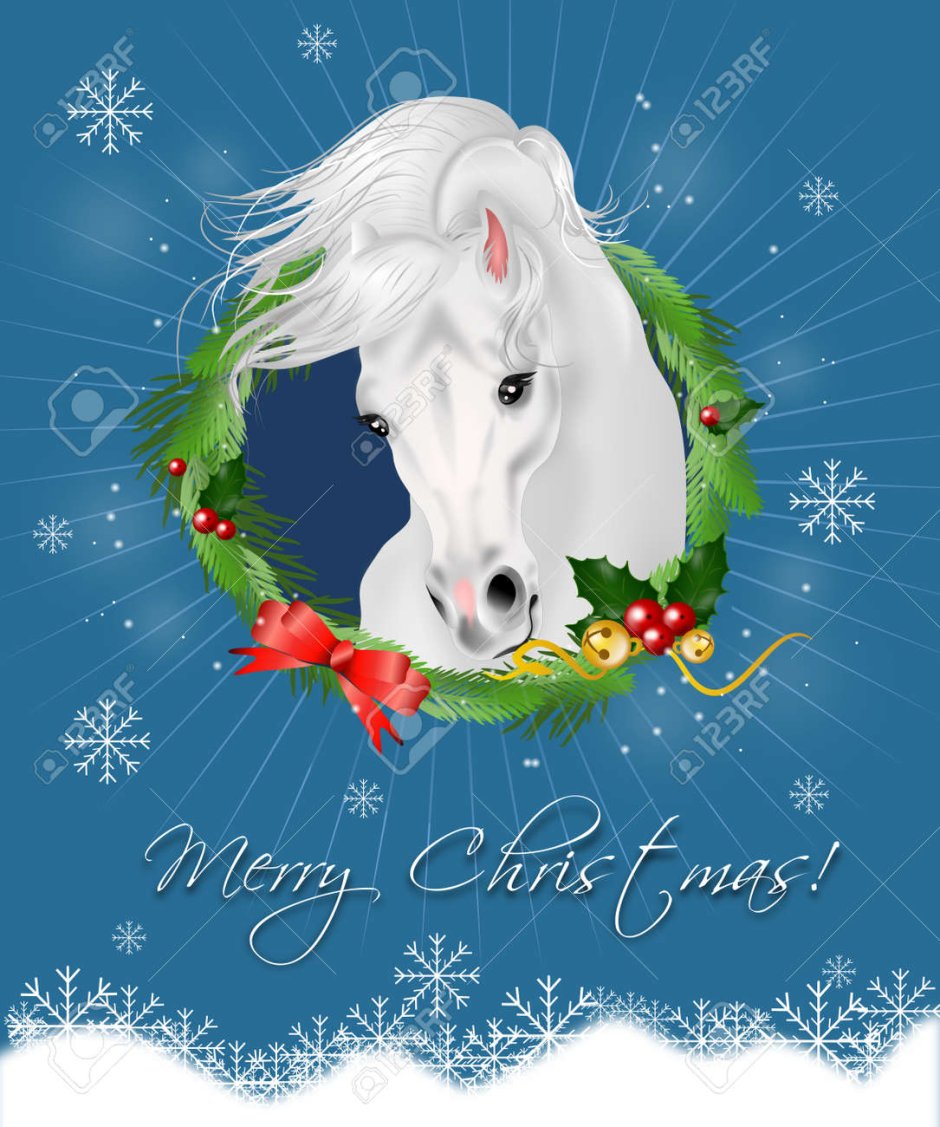 С Рождеством Христовым открытки с лошадьми