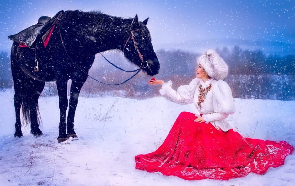 Новогодняя фотосессия с лошадью