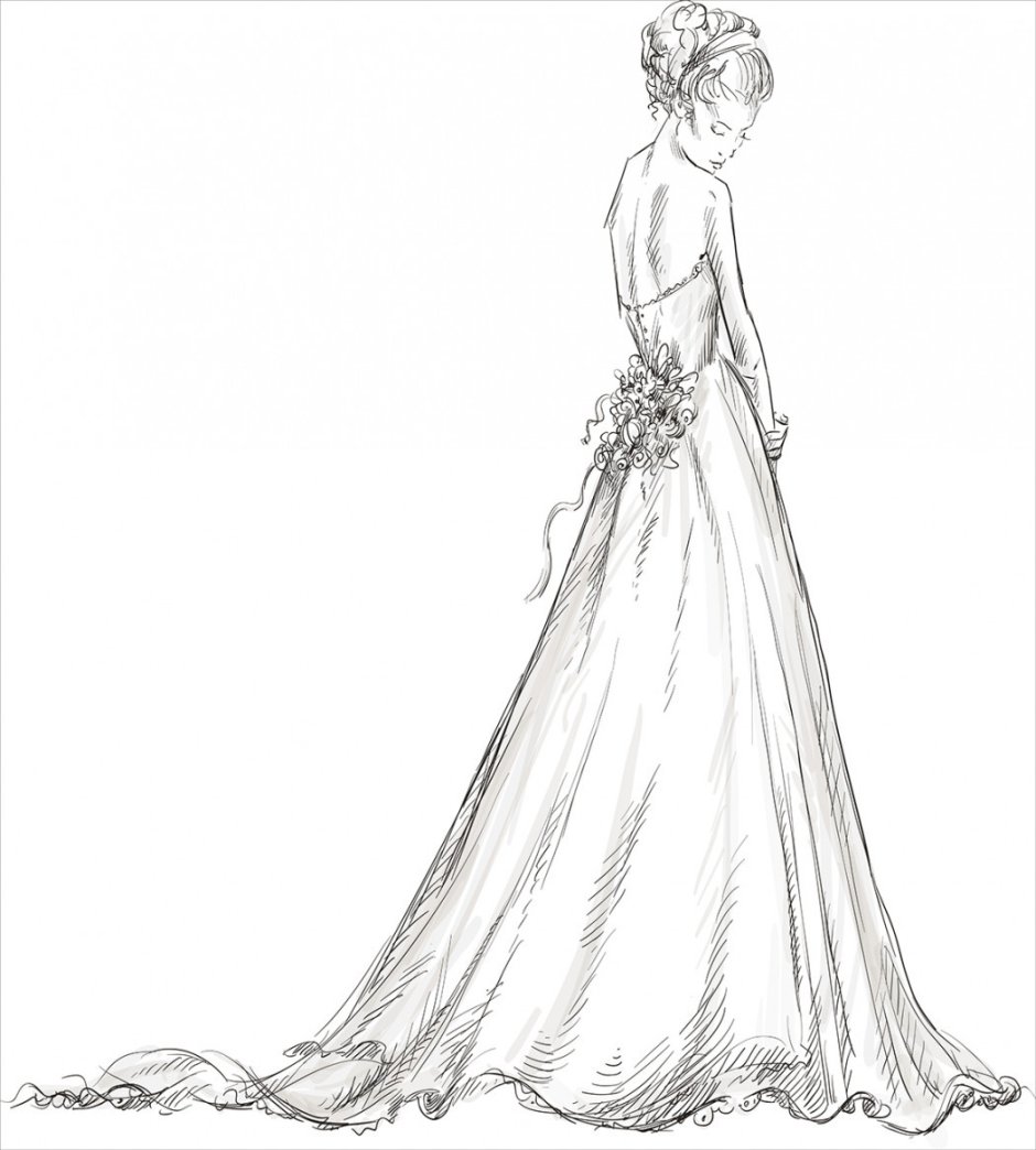 Свадебный комбинезон для невесты со шлейфом