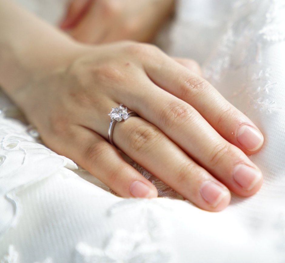 Свадебное кольцо на руке девушки