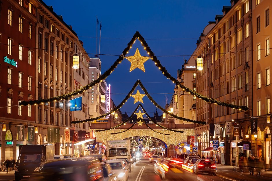 Новогодняя иллюминация Стокгольм
