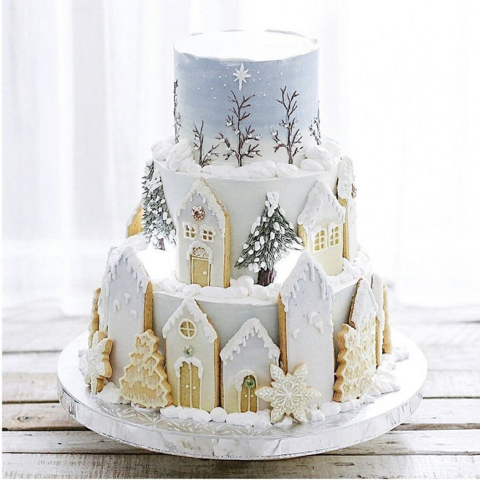 Декор торта в зимнем стиле