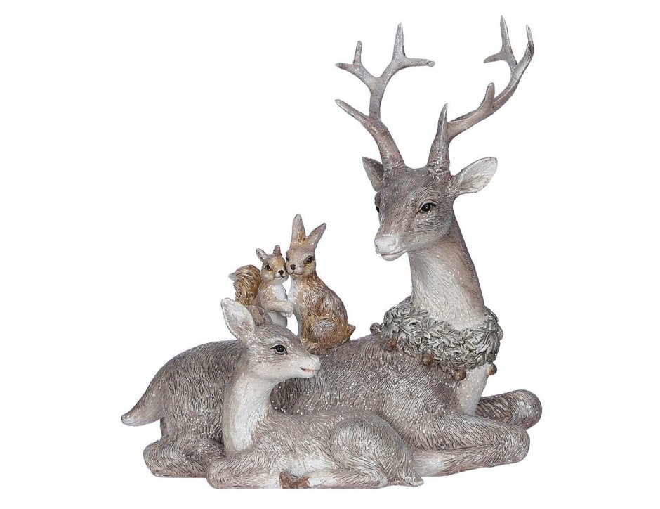 Новогодняя статуэтка олень с друзьями, полистоун, 16х9.5х18.5 см, Edelman