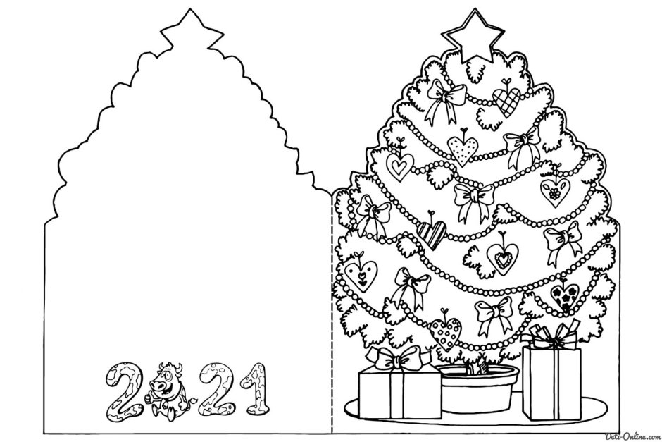 Новогодняя открыткакасскраска