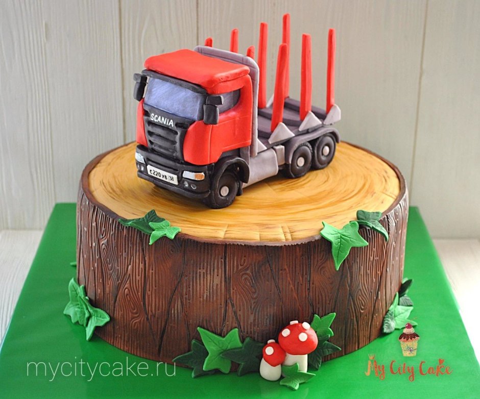 Торт с нарисованным грузовиком