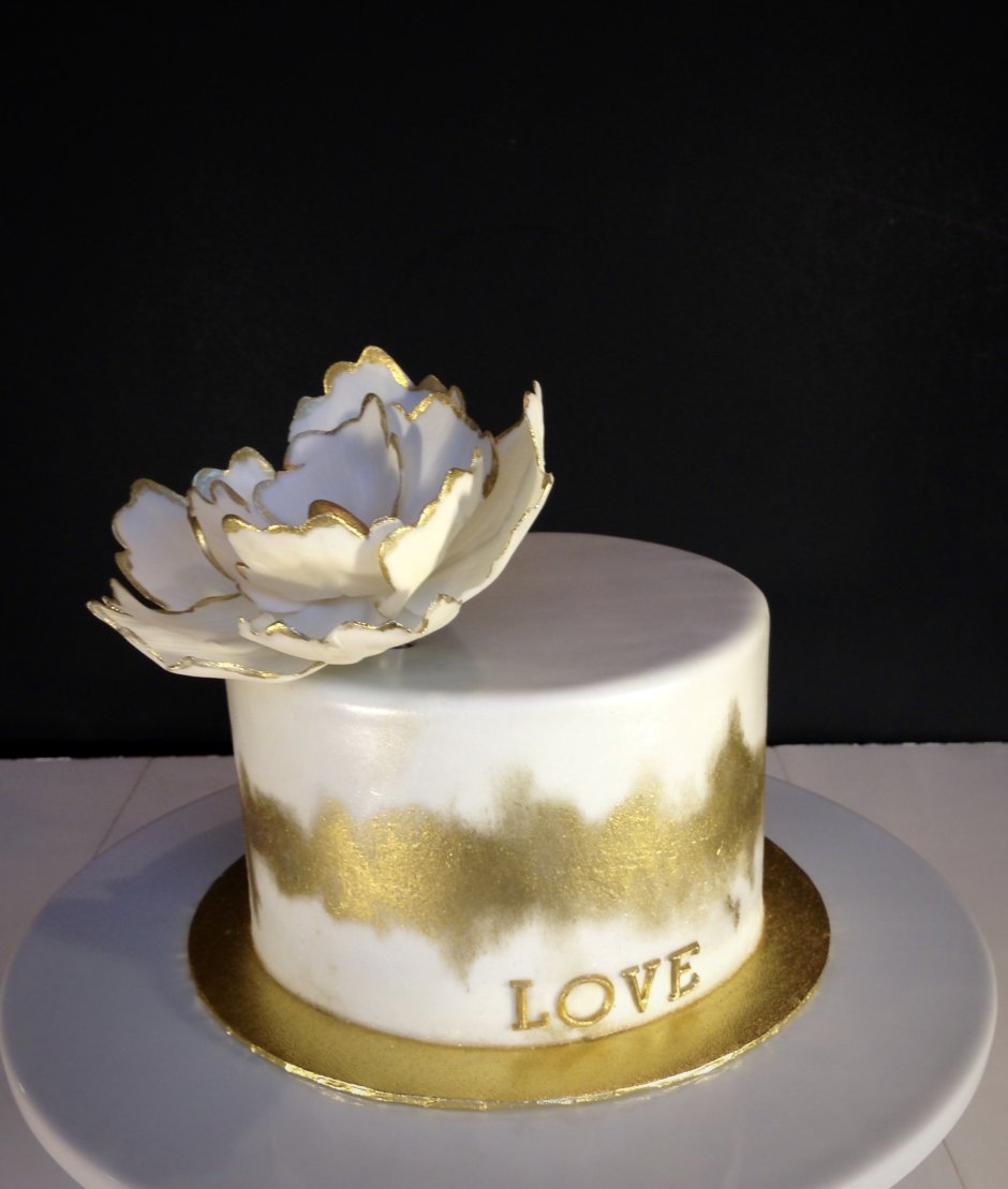 Сине золотой торт свадебный