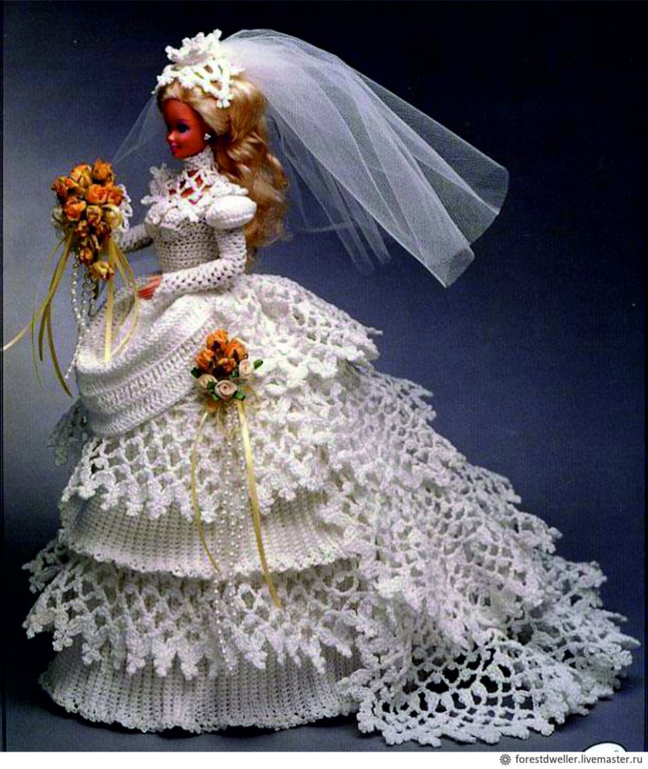 Вязаное свадебное платье паутинка