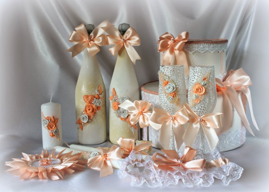 Свадебные аксессуары в оранжевом цвете
