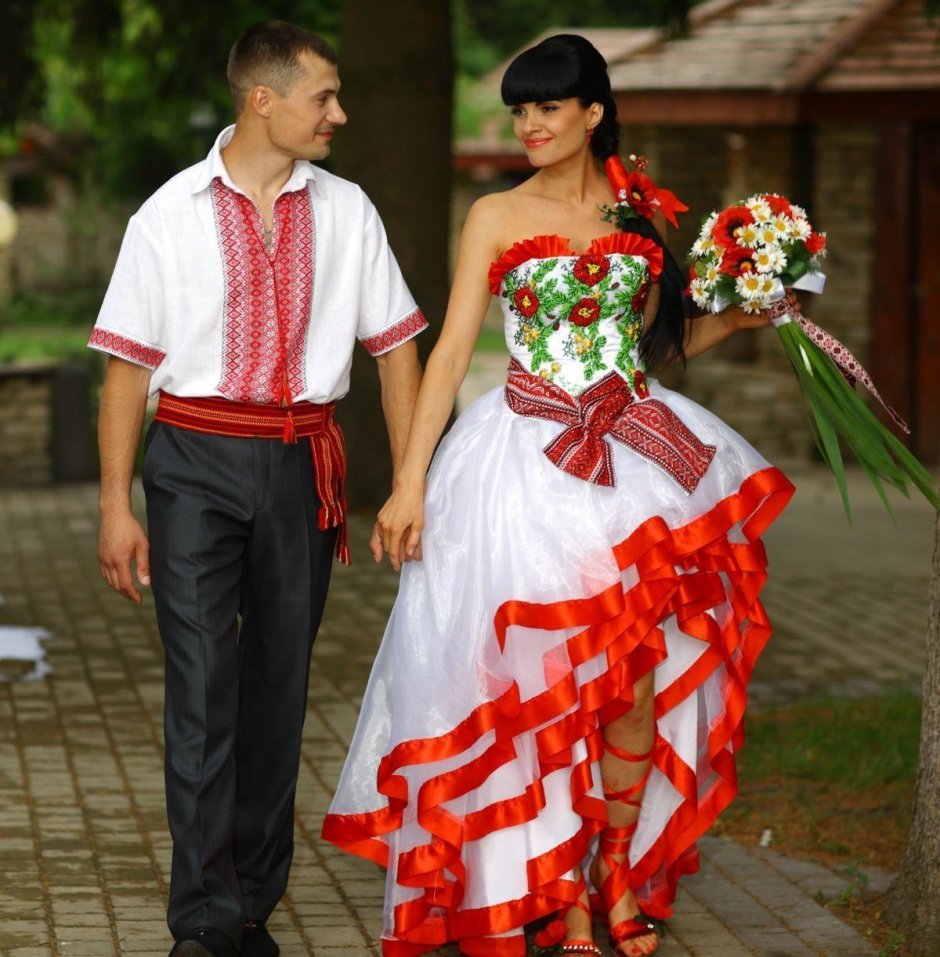 Платье невесты в русском стиле