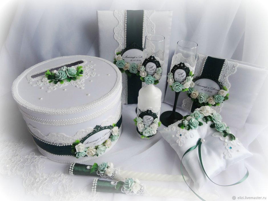 Свадебный набор в зеленом цвете