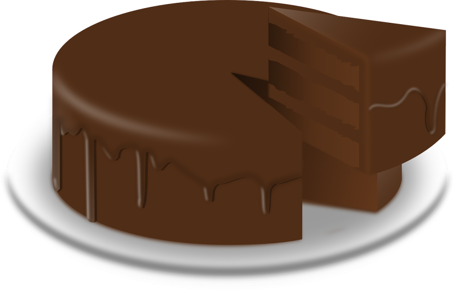 Мультяшный шоколадный торт на белом фоне
