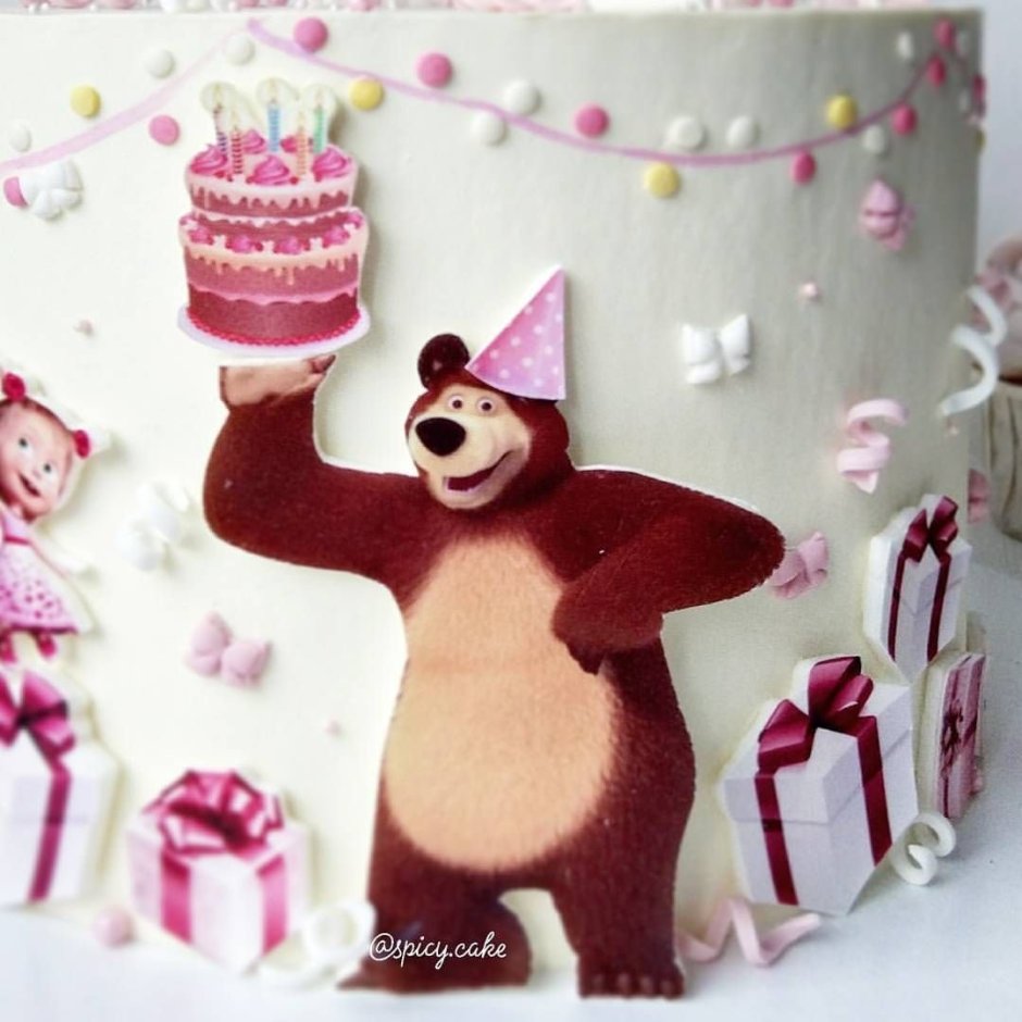 Торт Маша и медведь девочке 1 годик на день рождения