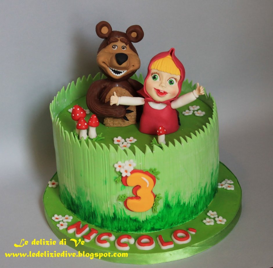 Тортик детский на день рождения с Машей и медведем