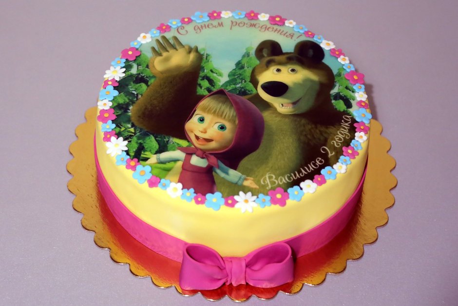 Вафельная картинка на торт Маша и медведь