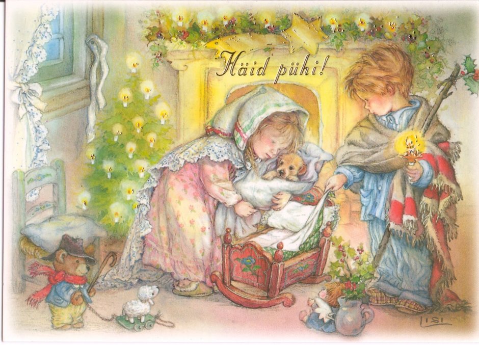 С Сочельником и Рождеством старинные открытки