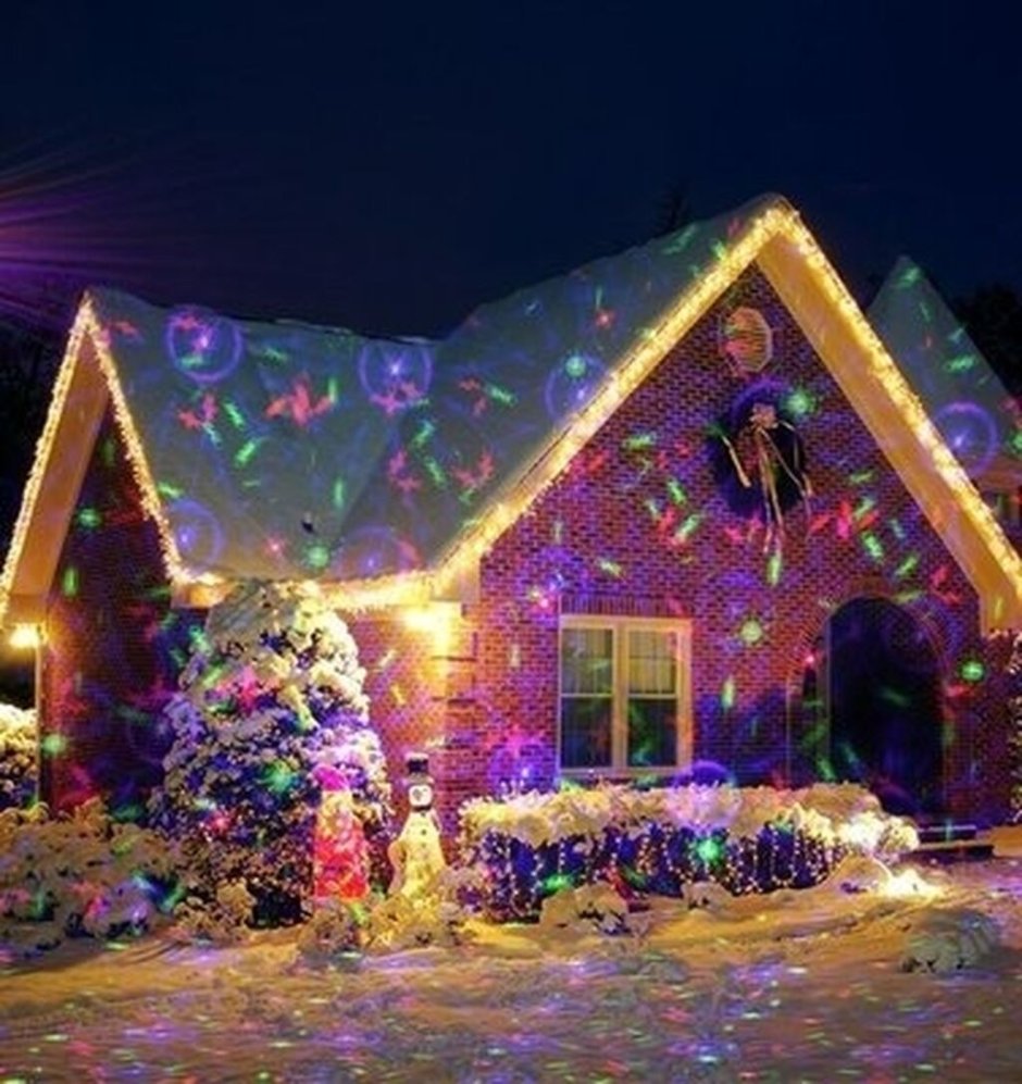 Лазерная подсветка дома на новый год