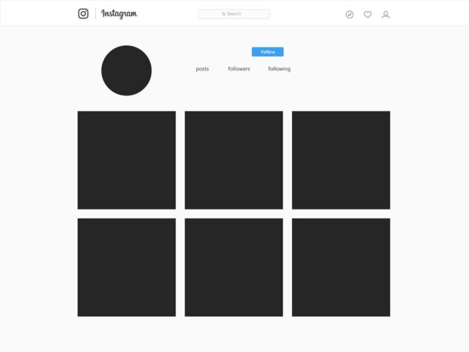 Макет страницы инстаграма