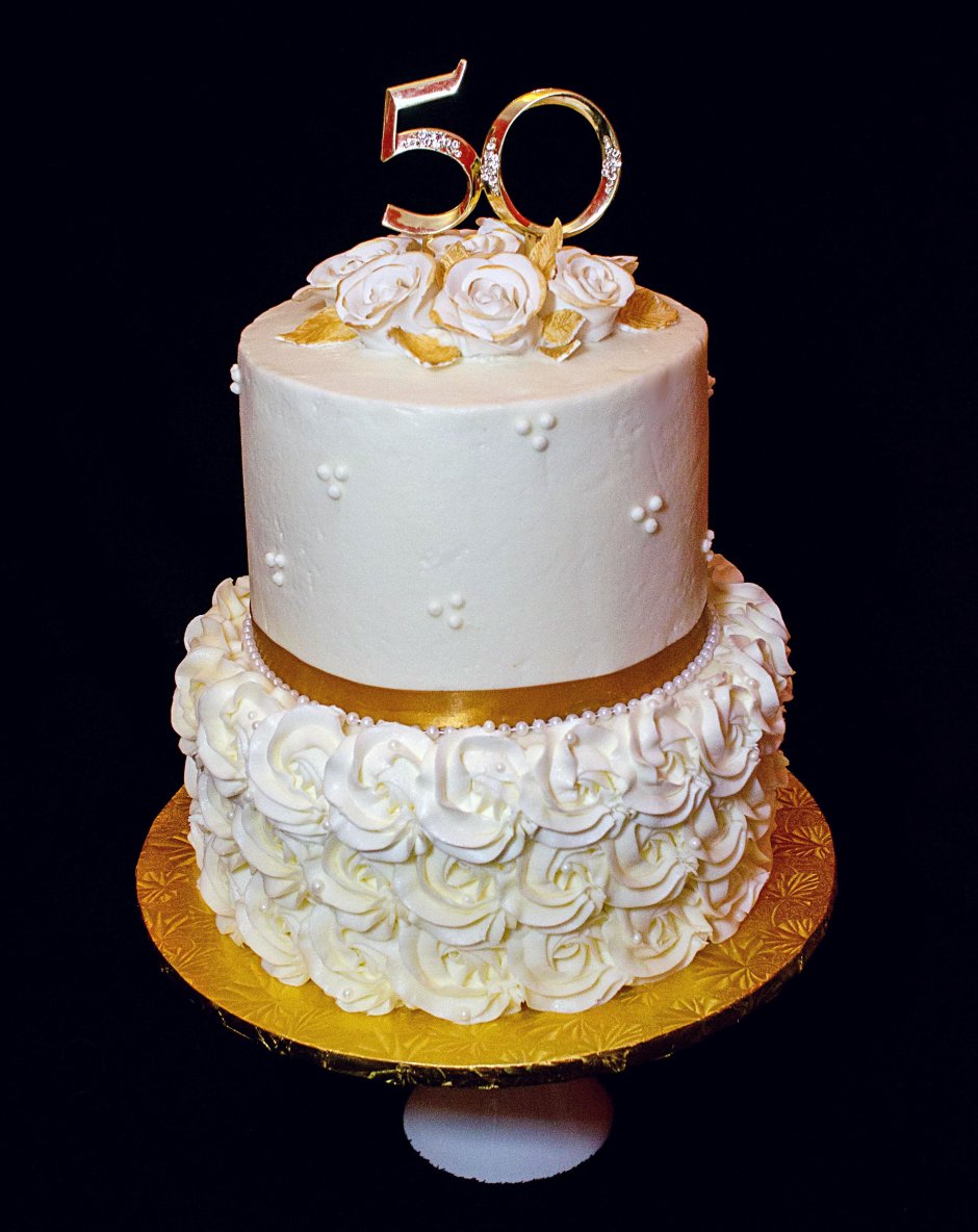 Торт на золотую свадьбу кремовый