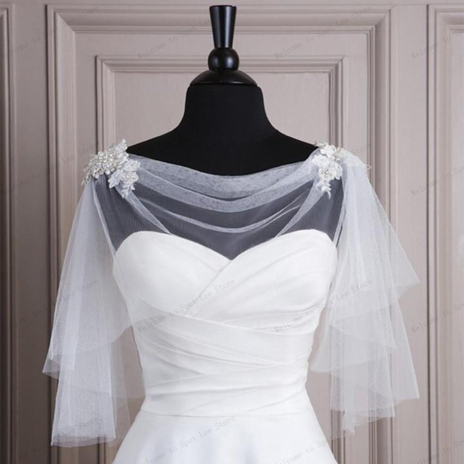 Свадебное платье с фатиновыми рукавами