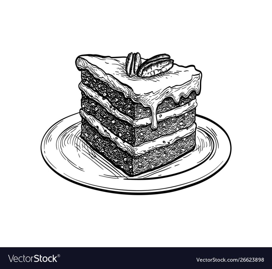 Кусок торта эскиз