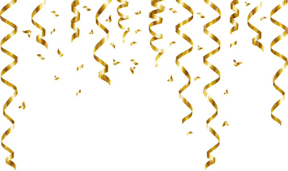 Золотистый серпантин на прозрачном фоне