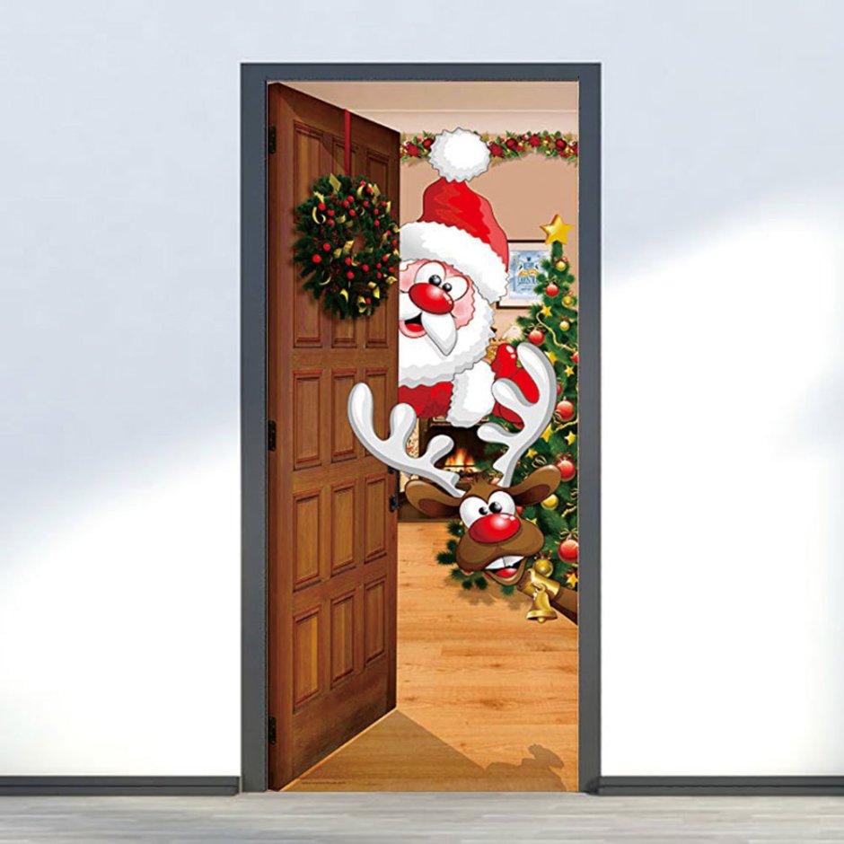 Новогоднее украшение межкомнатной двери