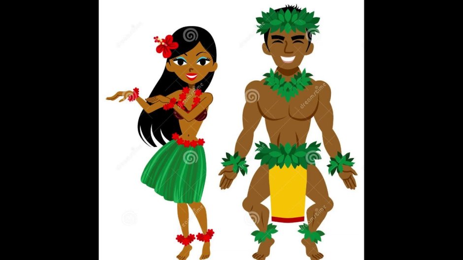 Мужчина и женщина в гавайском