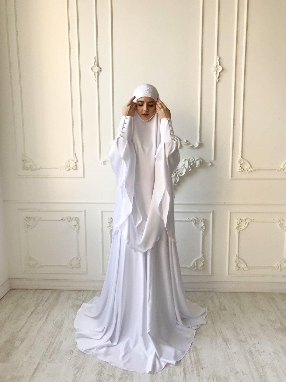 Скромное мусульманское свадебное платье