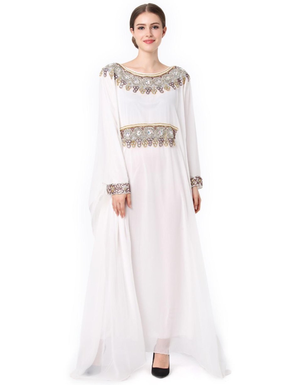 Белое мусульманское платье длинное