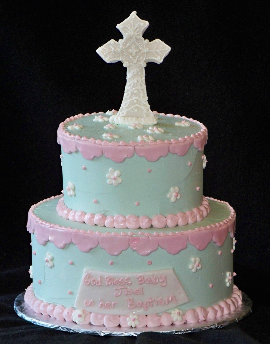 Торт на крестины для девочки двухярусный