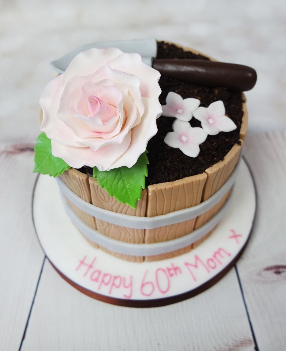 Торт цветочный горшок с цветами