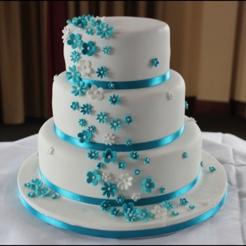 Торт на бирюзовую свадьбу одноярусный