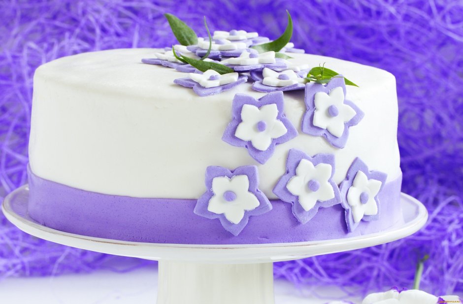 Торт с цветами на белом фоне