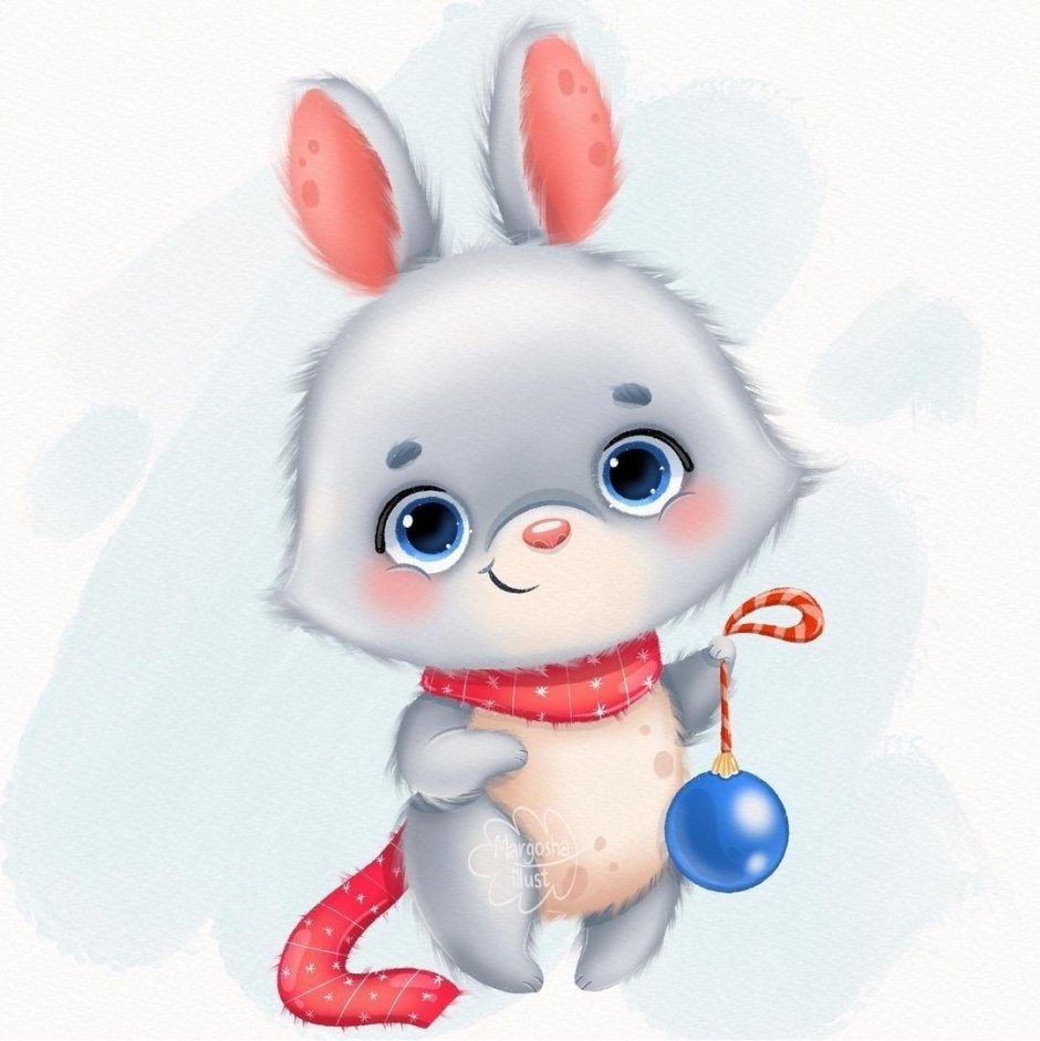 Рождественский кролик ретро рисунок