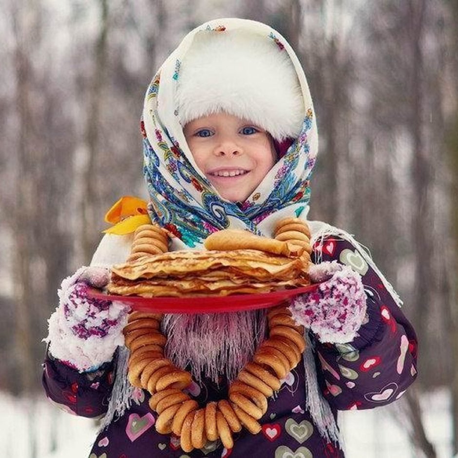 Девочки зима Масленица платки