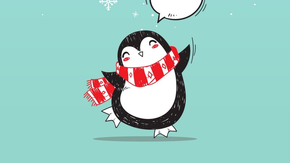 Пингвины новый год арт